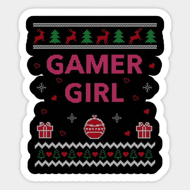 Gamer Girl Funny Gamer Xmas Gift Ugly Christmas Design Sticker by Dr_Squirrel